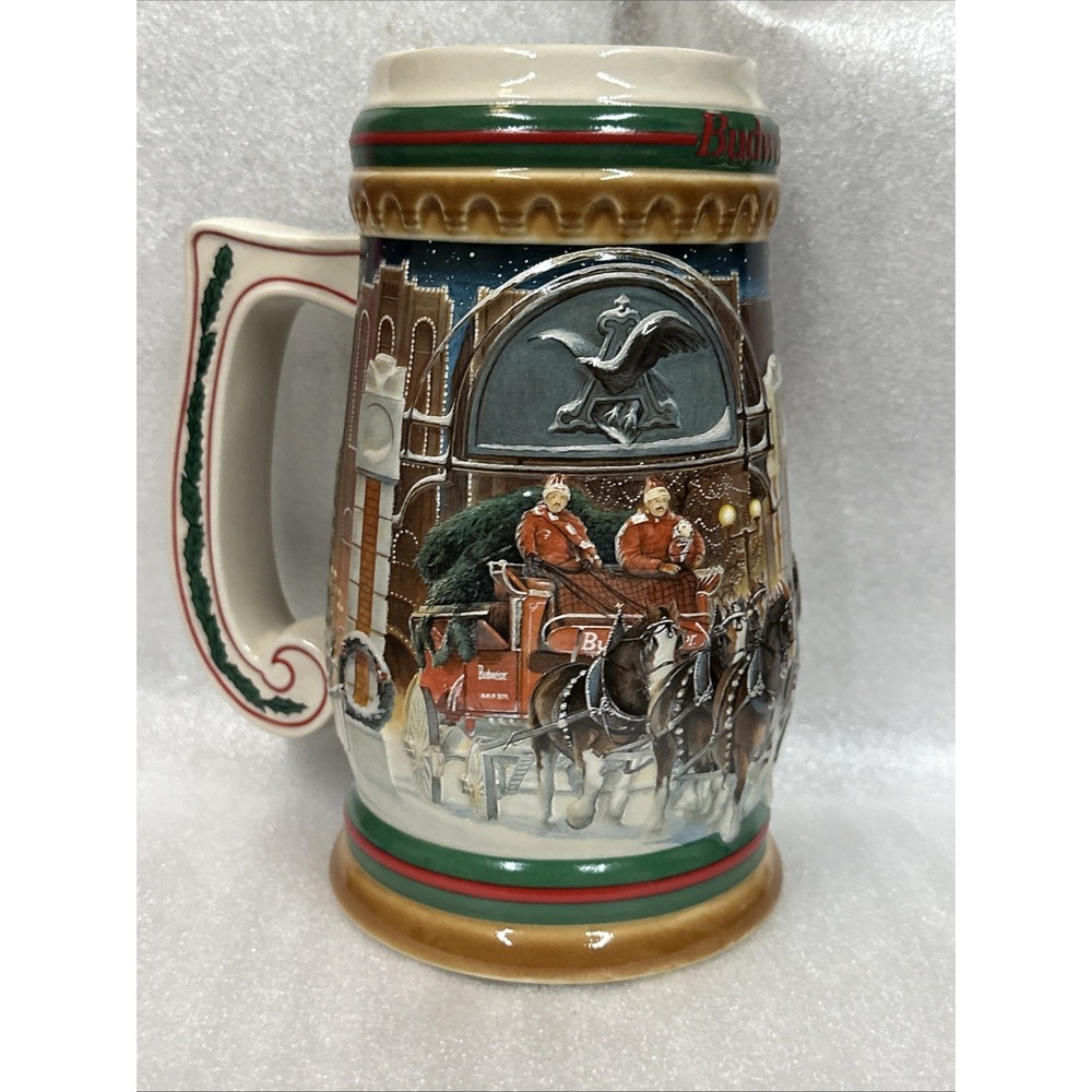 1997 Budweiser Holiday Stein‎ Home For The Holidays Ceramic Collectible